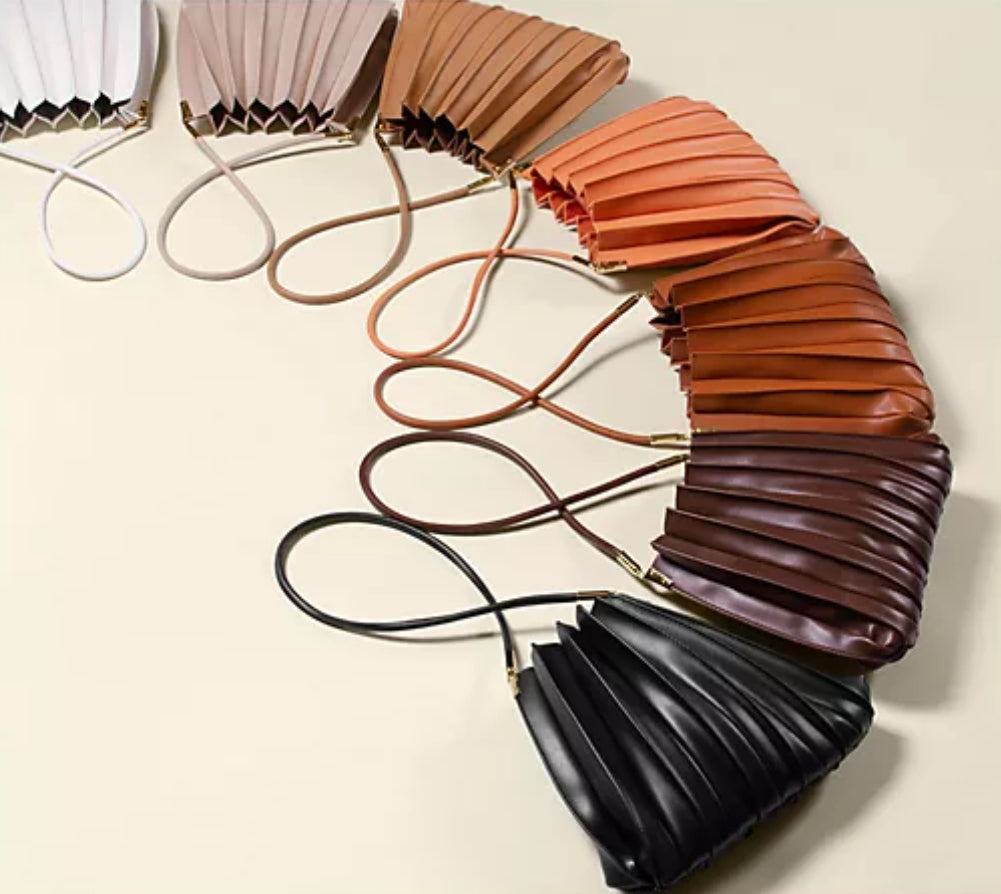 Carrie Pleated Shoulder Bag - Saddle