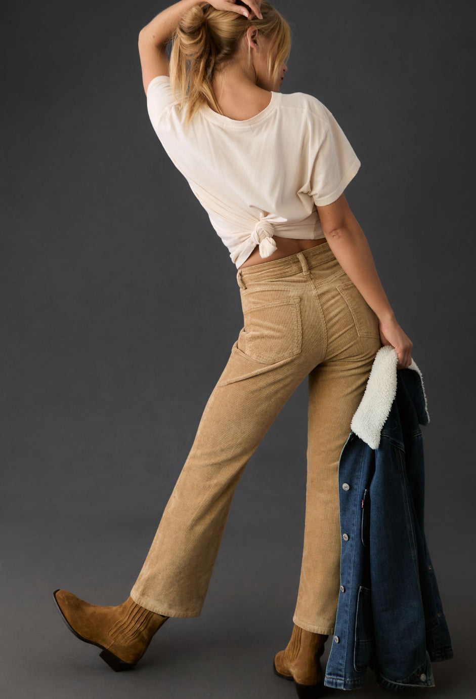 The Yaya Mid-Rise Corduroy Crop Flare Jeans by Pilcro