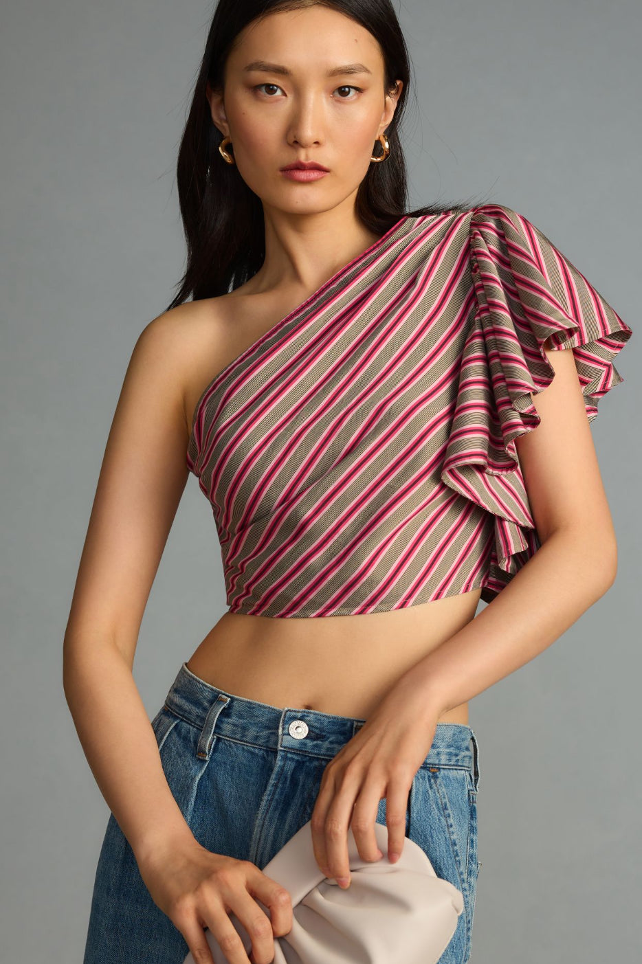 Maeve One-Shoulder Ruffle Blouse