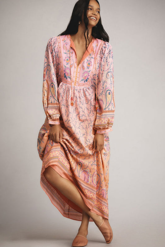 Farm Rio x Anthropologie Long-Sleeve Printed Maxi Dress