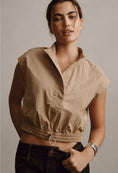 Load image into Gallery viewer, By Anthropologie Sleeveless Crop Drawstring Placket Top
