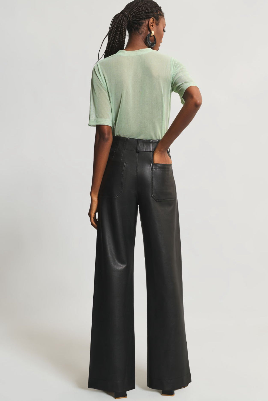 The Colette Wide-Leg Faux Leather Pants by Maeve