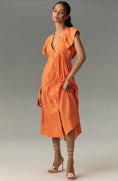 Load image into Gallery viewer, The Reneé Flutter-Sleeve Linen Button-Front Midi Dress
