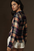 Load image into Gallery viewer, Pilcro Ruched Deep-V Plaid Buttondown
