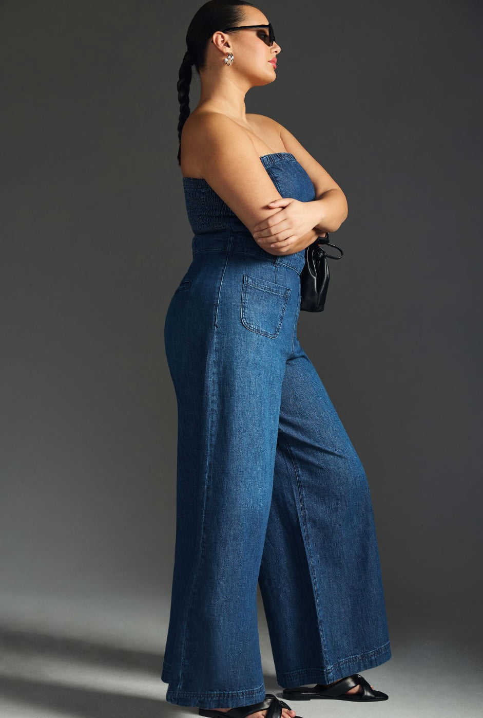 Pilcro Strapless Polished Wide-Leg Jumpsuit