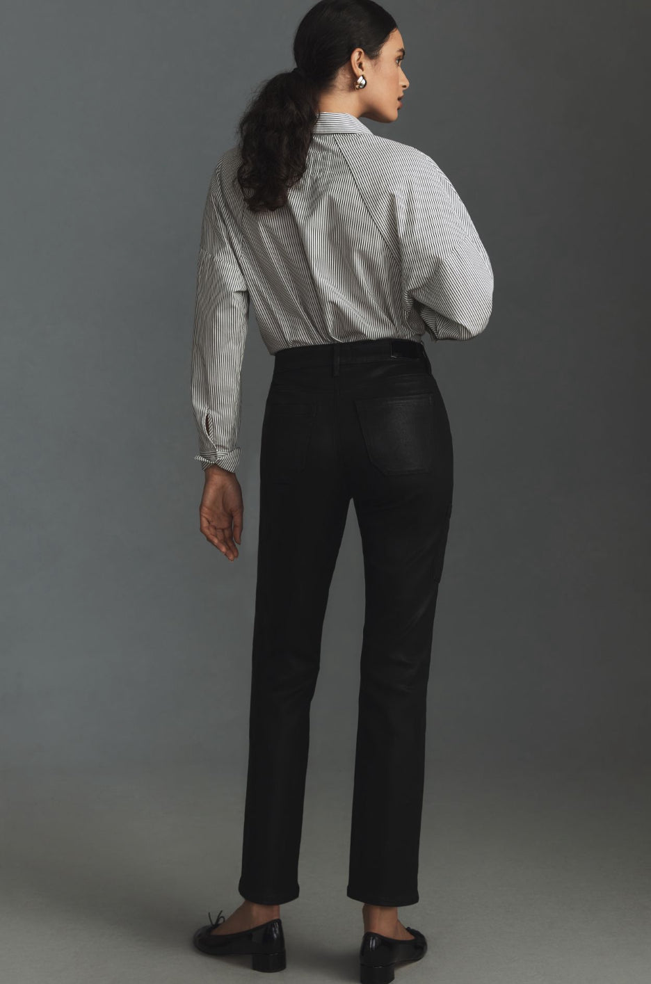 PAIGE Jolie Coated Mid-Rise Cargo Jeans