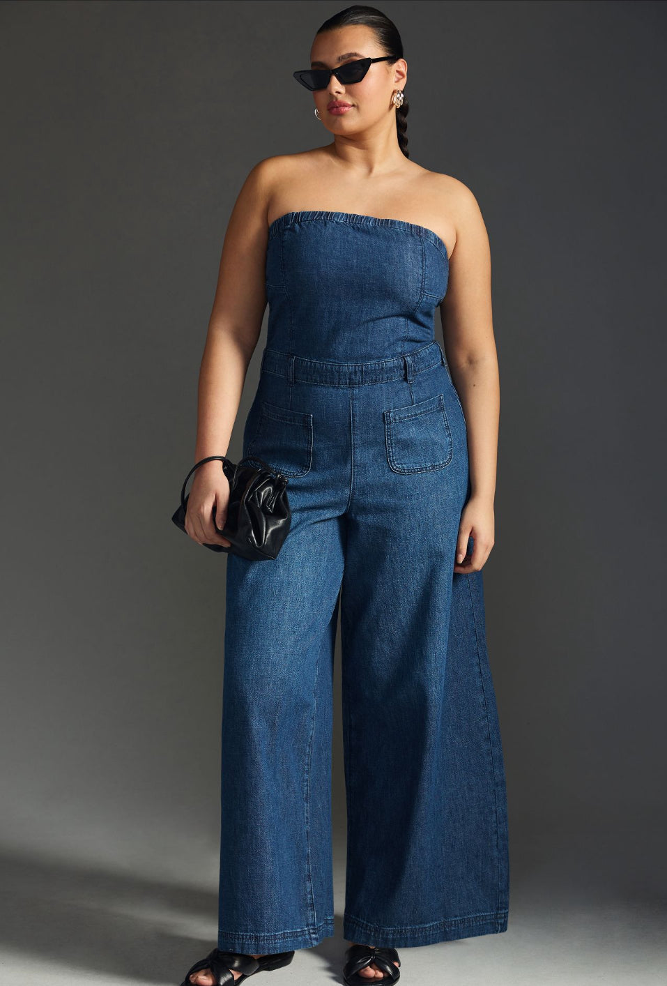 Pilcro Strapless Polished Wide-Leg Jumpsuit