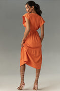 Load image into Gallery viewer, The Reneé Flutter-Sleeve Linen Button-Front Midi Dress
