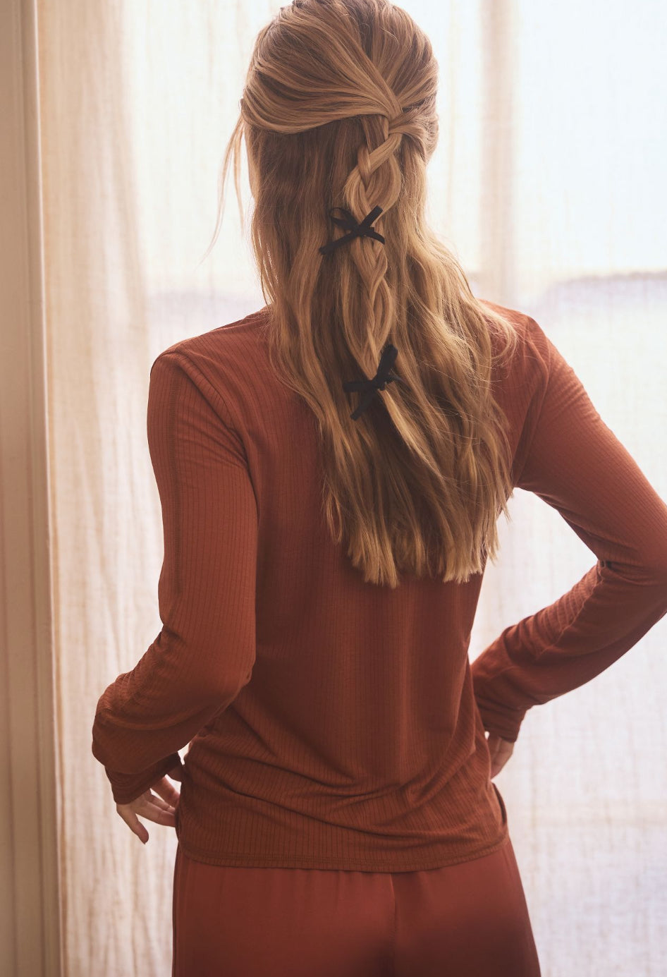 By Anthropologie Long-Sleeve Ribbed Henley Top