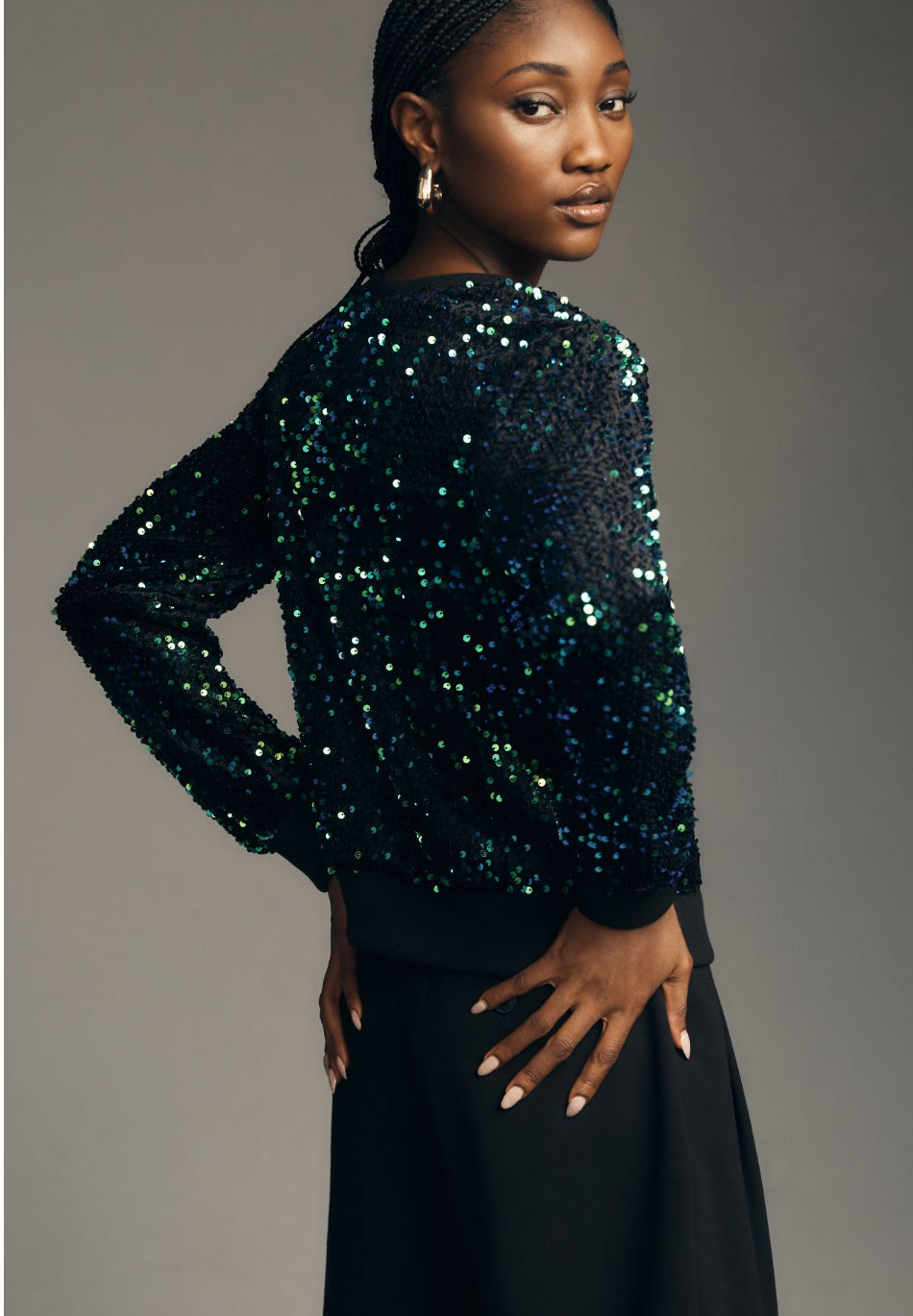 By Anthropologie Sequin Velvet Sweatshirt