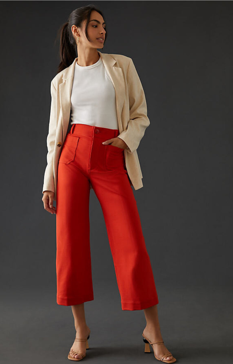 The Colette Cropped Wide-Leg Ponte Pants by Maeve