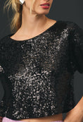 Load image into Gallery viewer, By Anthropologie Sequin Cropped Tee
