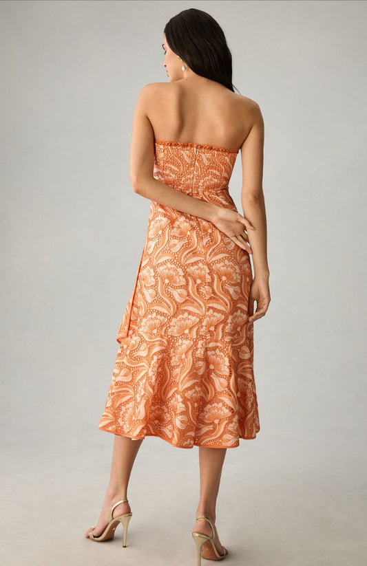 By Anthropologie Strapless A-Line Ruffle-Hem Dress