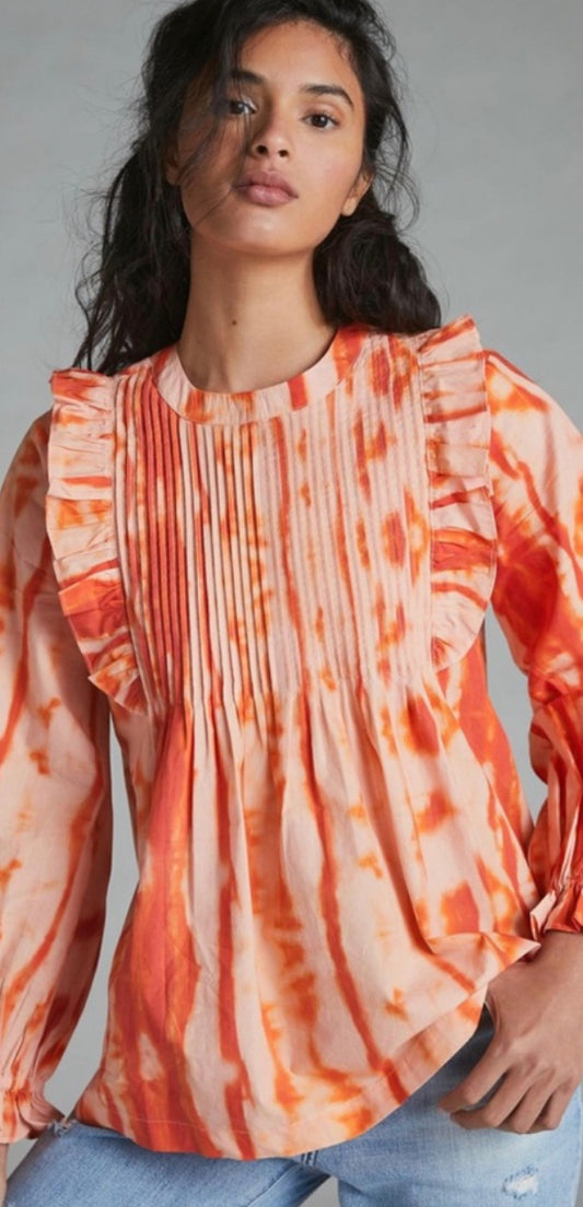 Samant Chauhan Emilia Ruffled Tie-Dye Blouse