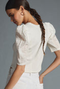 Load image into Gallery viewer, By Anthropologie Puff-Sleeve Structured V-Neck Tee
