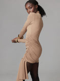 Load image into Gallery viewer, Ronny Kobo Long-Sleeve High-Neck Ruched Mini Dress
