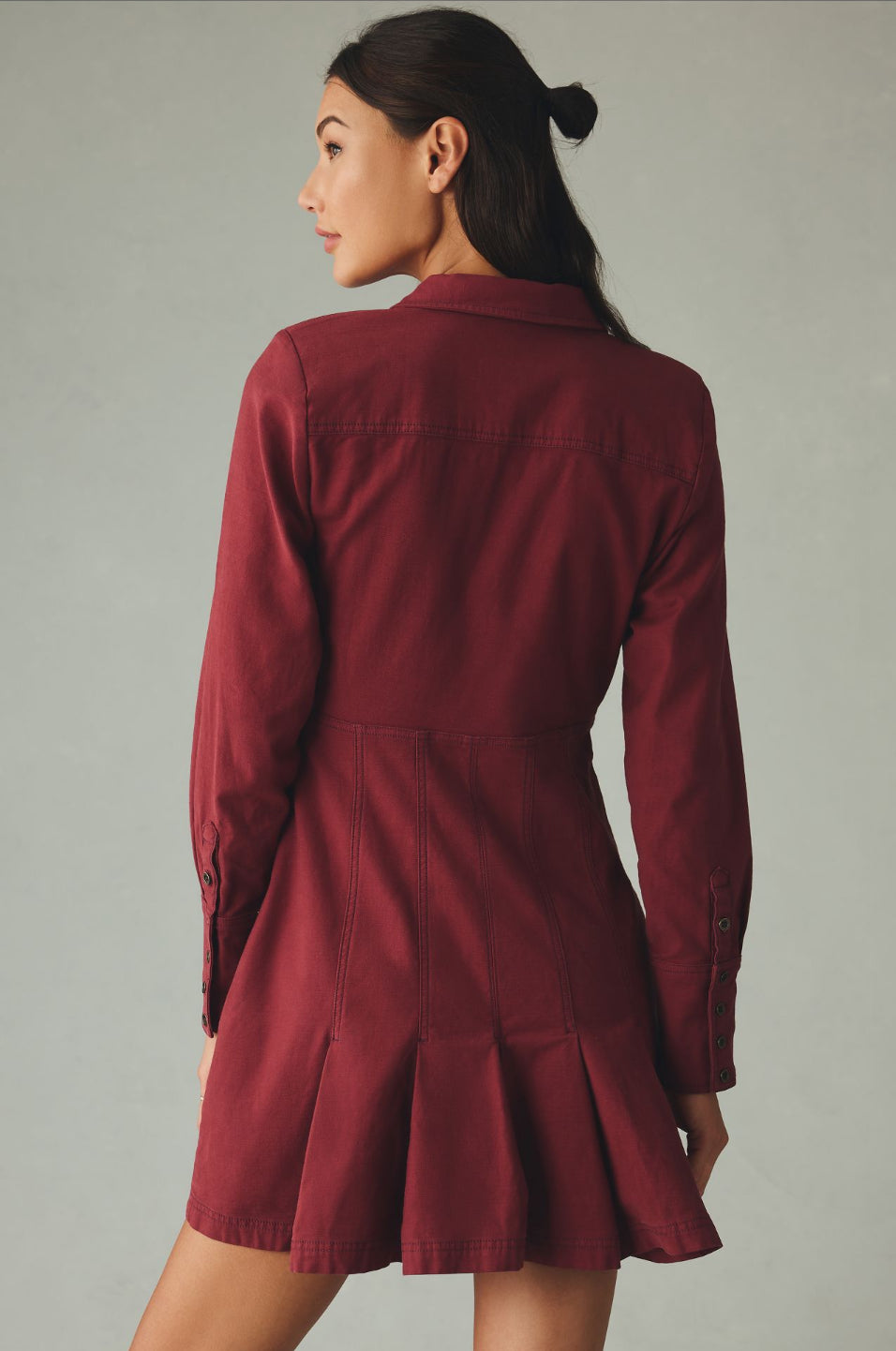 Pilcro Long-Sleeve V-Neck Seamed Mini Dress