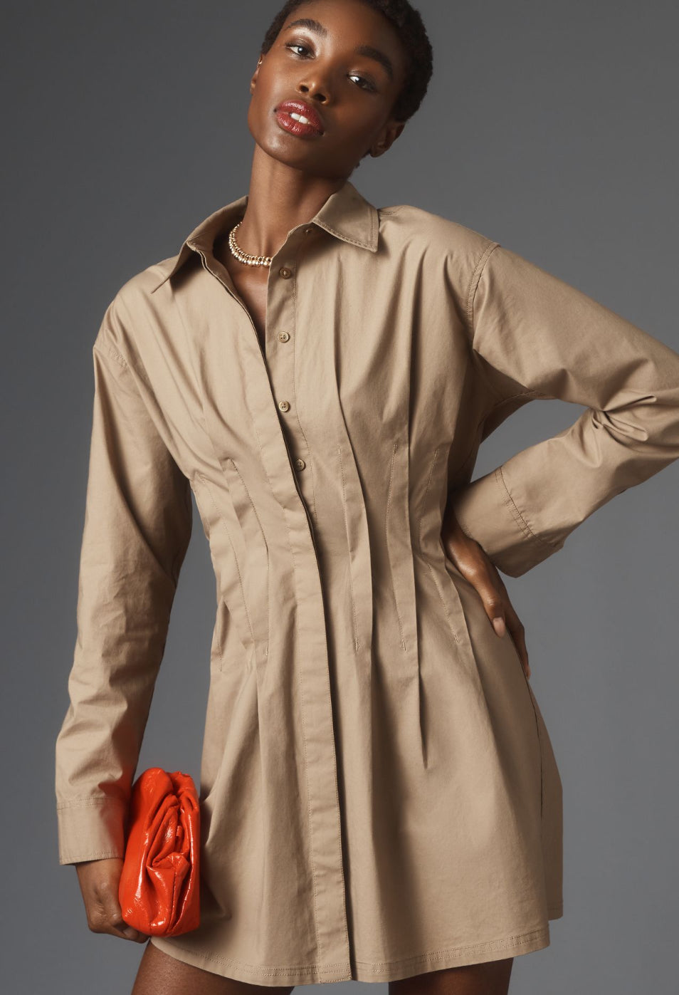 Pilcro Pintuck Mini Shirt Dress