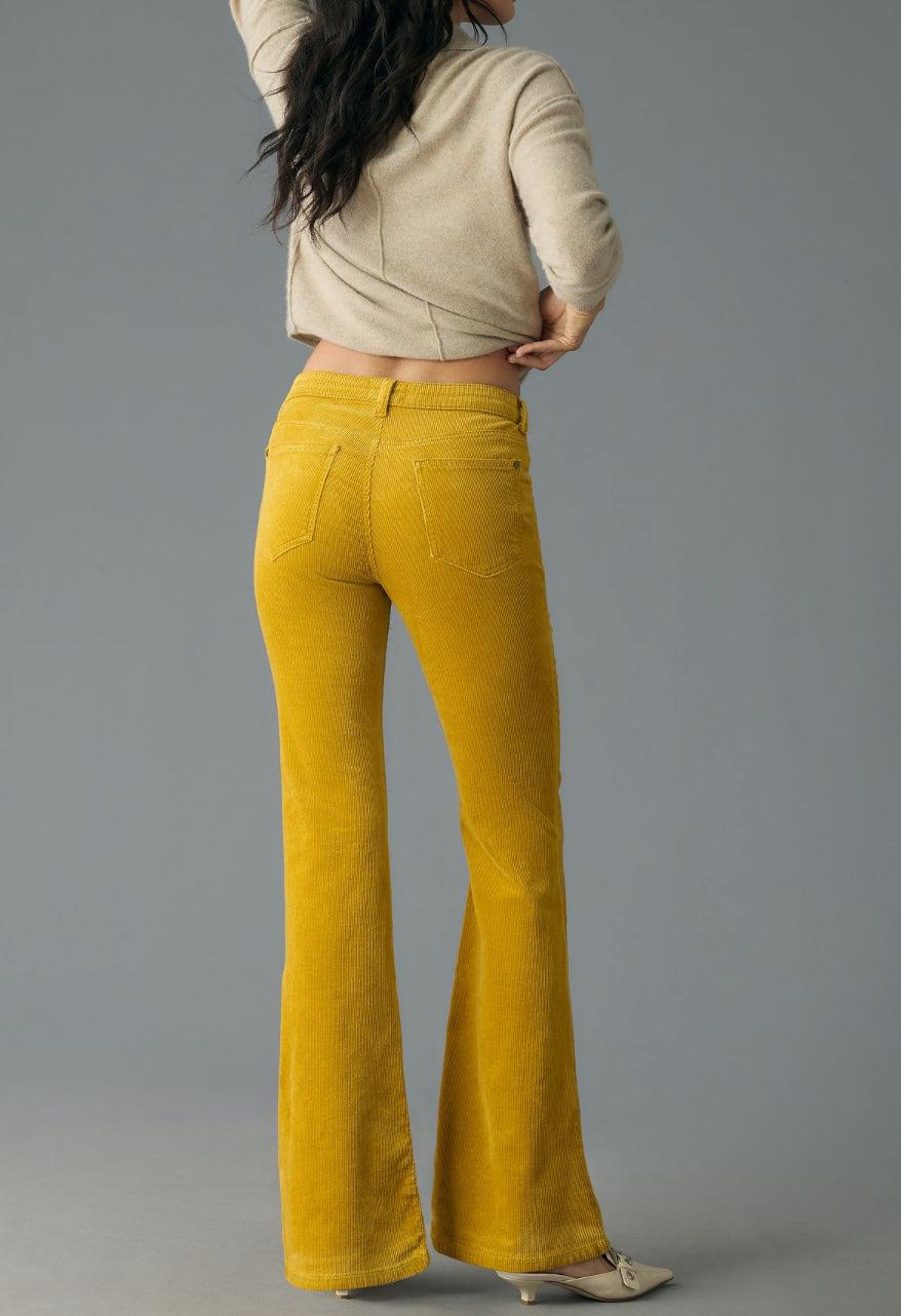 Pilcro The Icon Low-Rise Corduroy Chop Pocket Flare Jeans