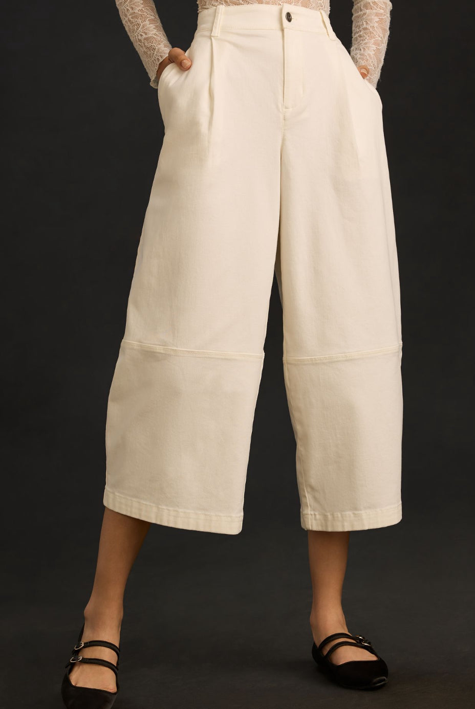 Maeve Pleated Barrel-Leg Chinos