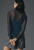 Load image into Gallery viewer, Maeve Mock-Neck Long-Sleeve Sheer Sequin Top
