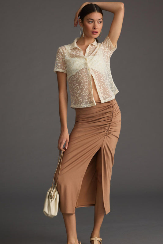 The Maya Ruched Side-Slit Skirt