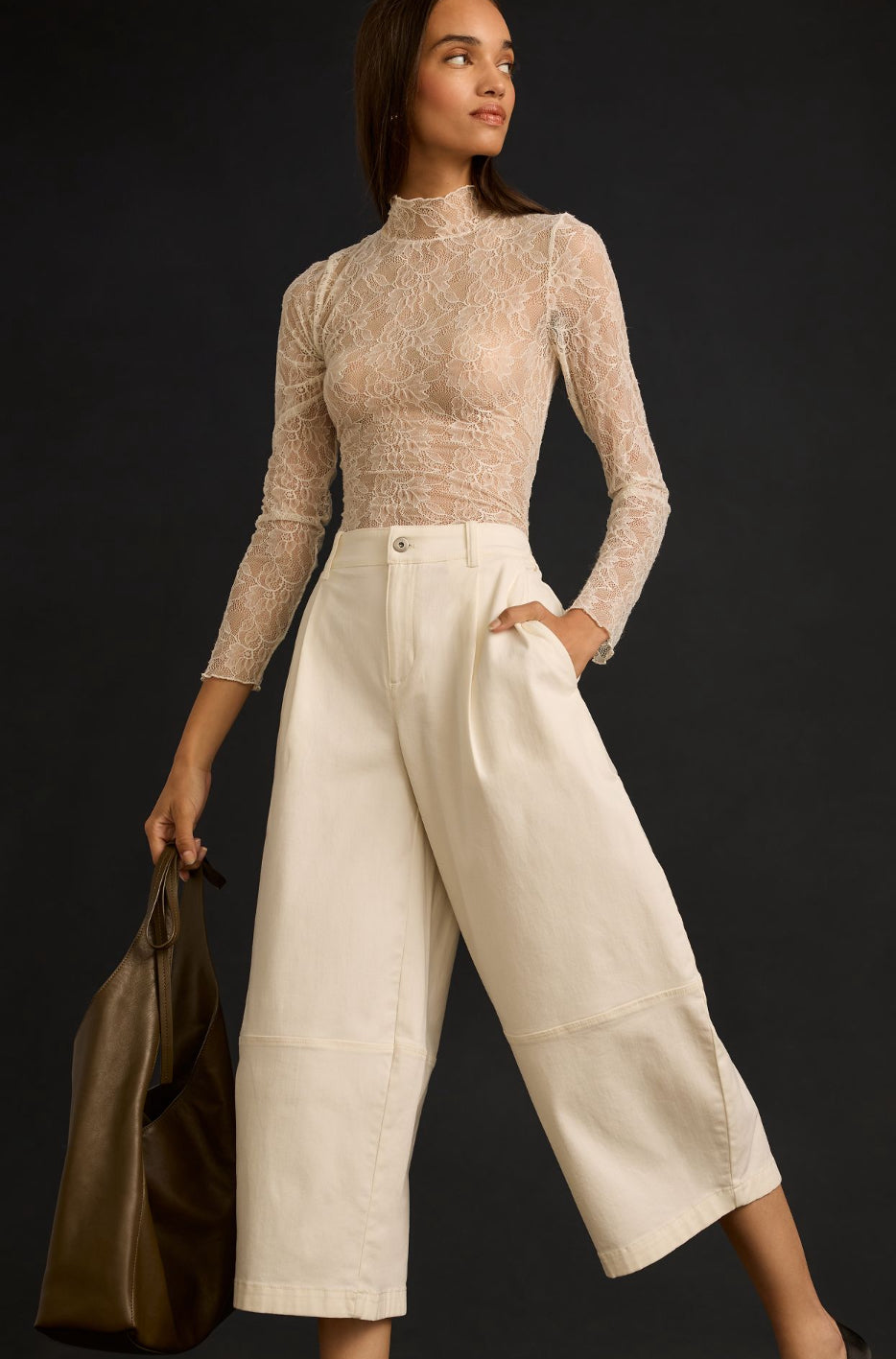 Maeve Pleated Barrel-Leg Chinos