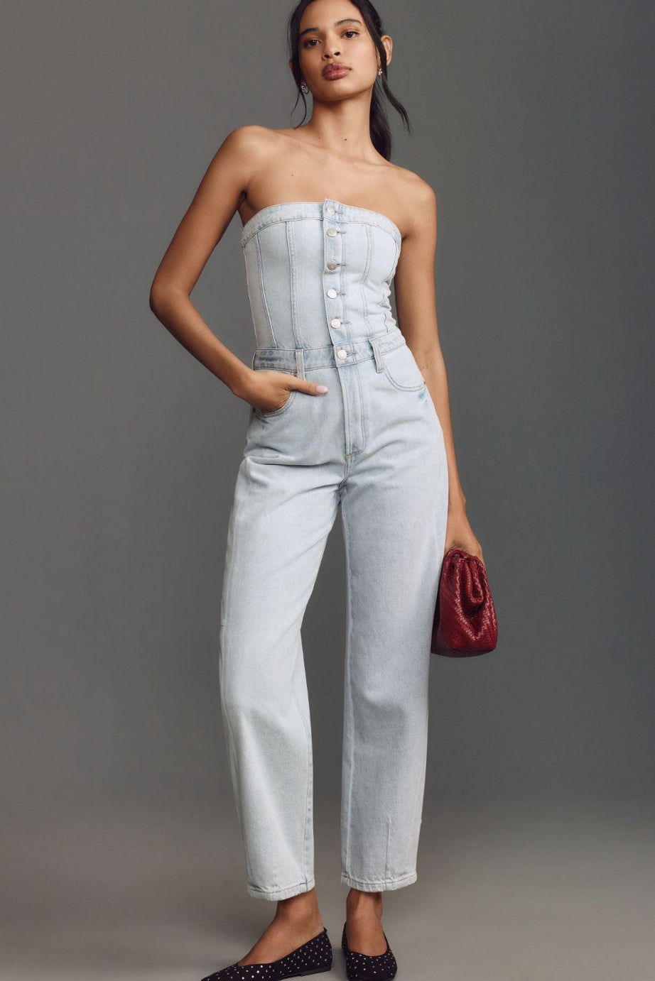 Pistola Daphine Strapless Denim Jumpsuit