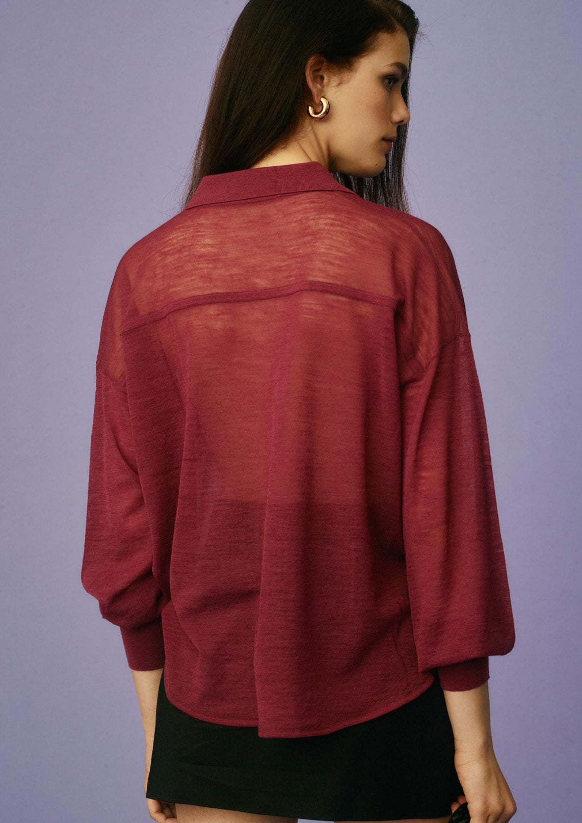 Maeve Sheer Buttondown Sweater Shirt