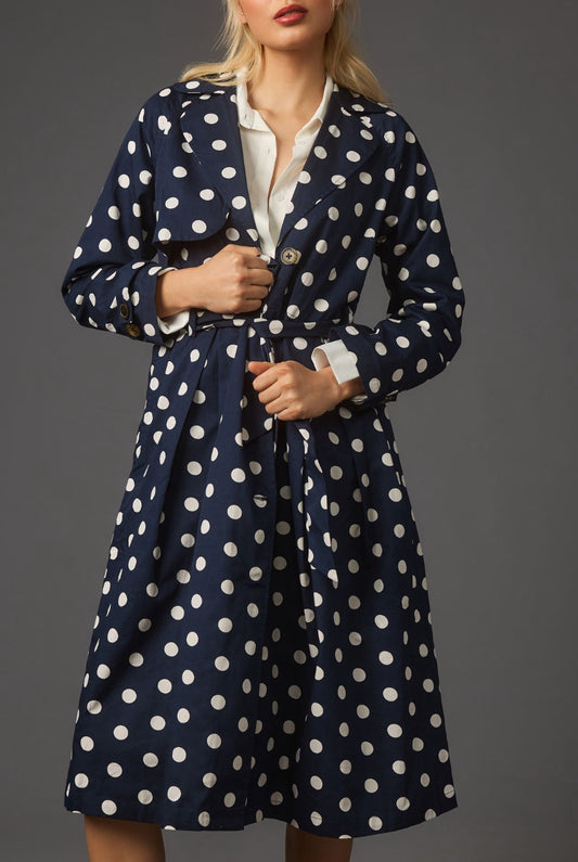 Porridge Neomie Polka Dot Trench Coat