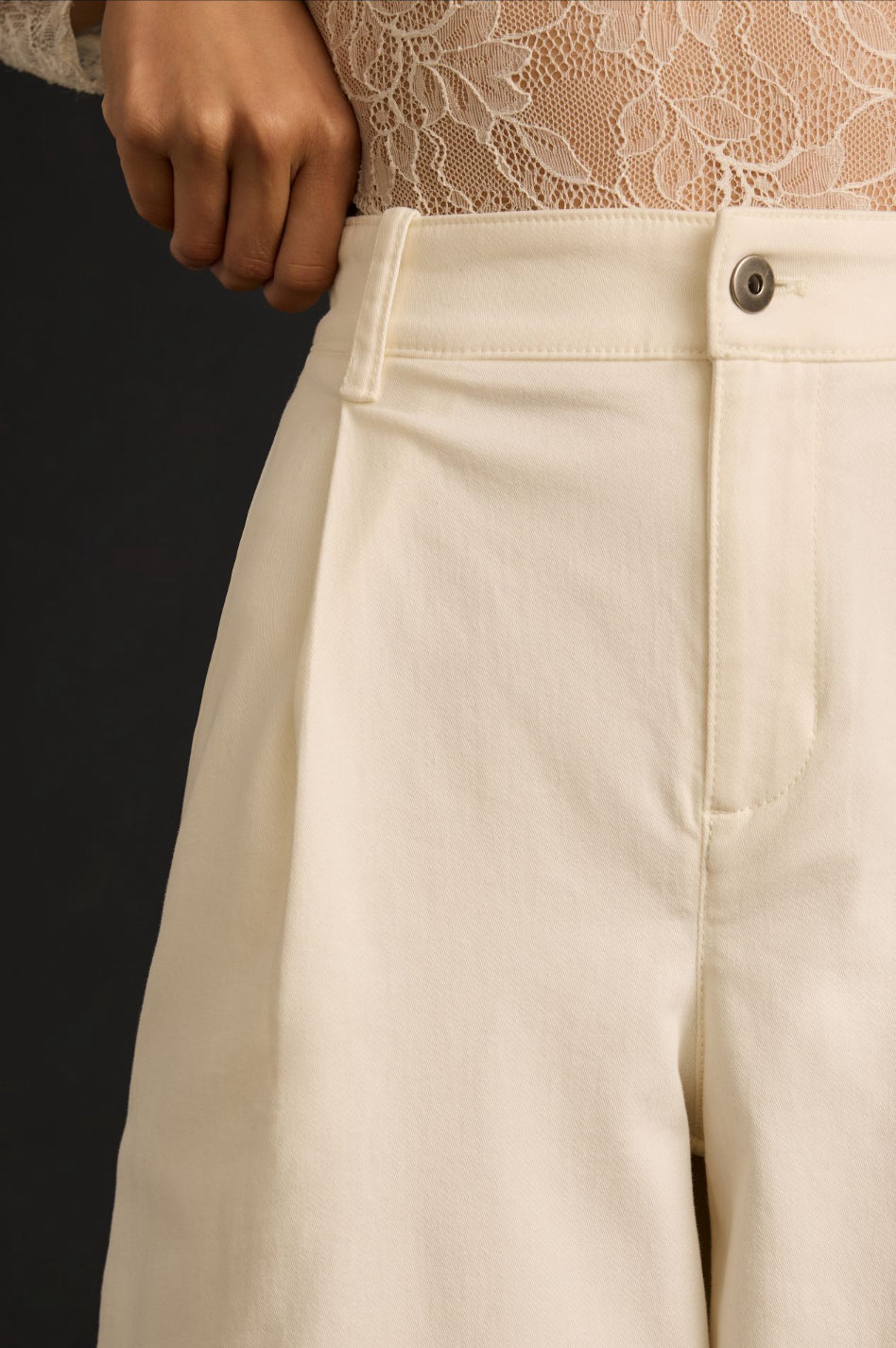 Maeve Pleated Barrel-Leg Chino Pants