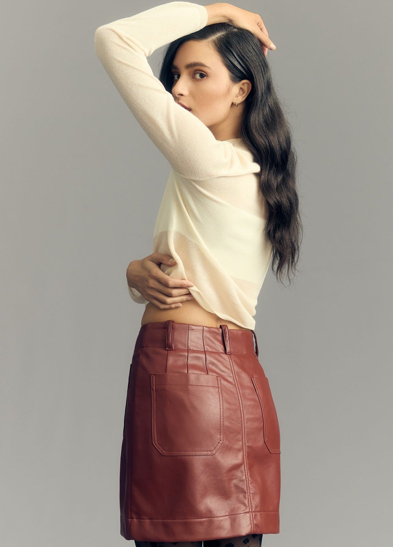 The Colette Faux Leather Mini Skirt by Maeve