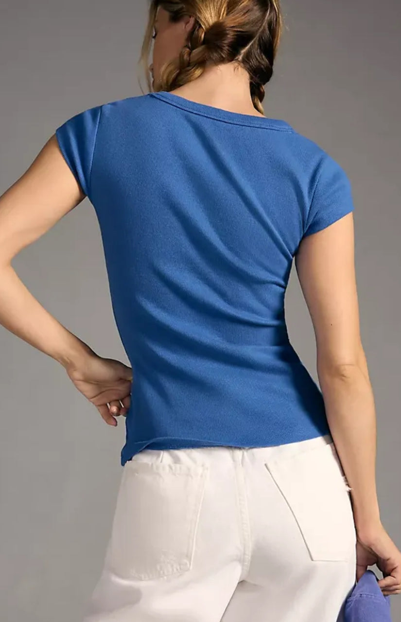 Pilcro Slim Scoop-Neck Tee