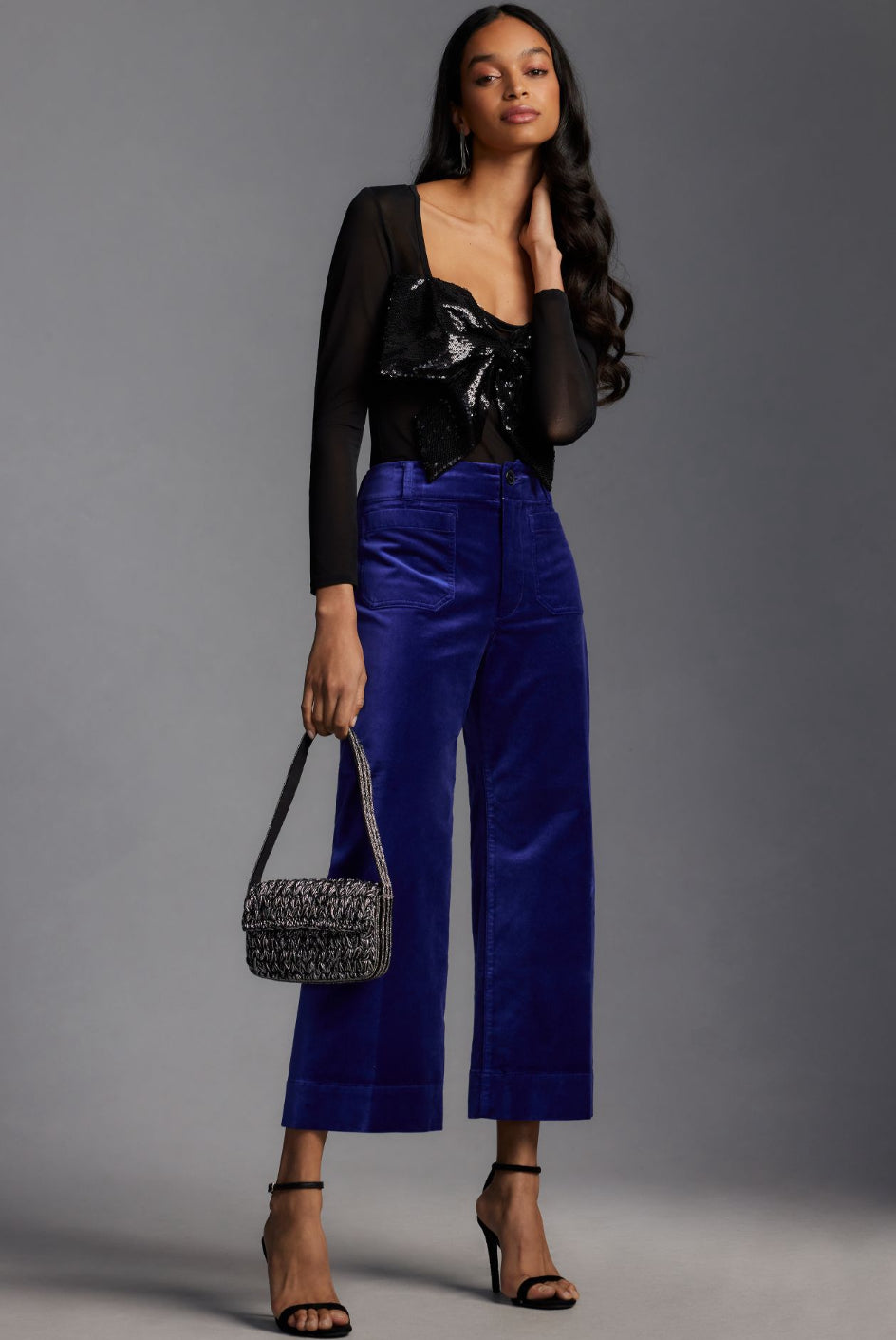 The Colette Cropped Wide-Leg Velvet Pants by Maeve