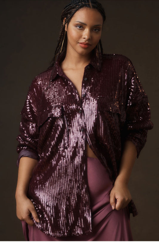 Pilcro Sequin Buttondown Shirt