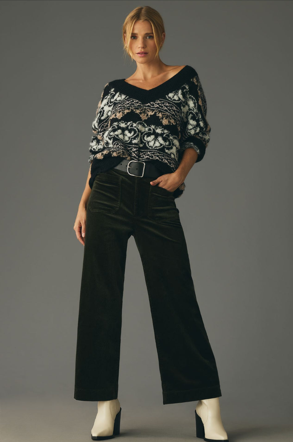 The Colette Cropped Wide-Leg Corduroy Pants by Maeve