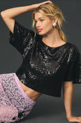 Load image into Gallery viewer, By Anthropologie Sequin Cropped Tee
