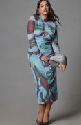 Load image into Gallery viewer, By Anthropologie Long-Sleeve Printed Mesh Midi Dress
