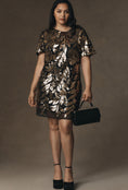 Load image into Gallery viewer, Maeve Short-Sleeve Sheer Embellished Mini Dress
