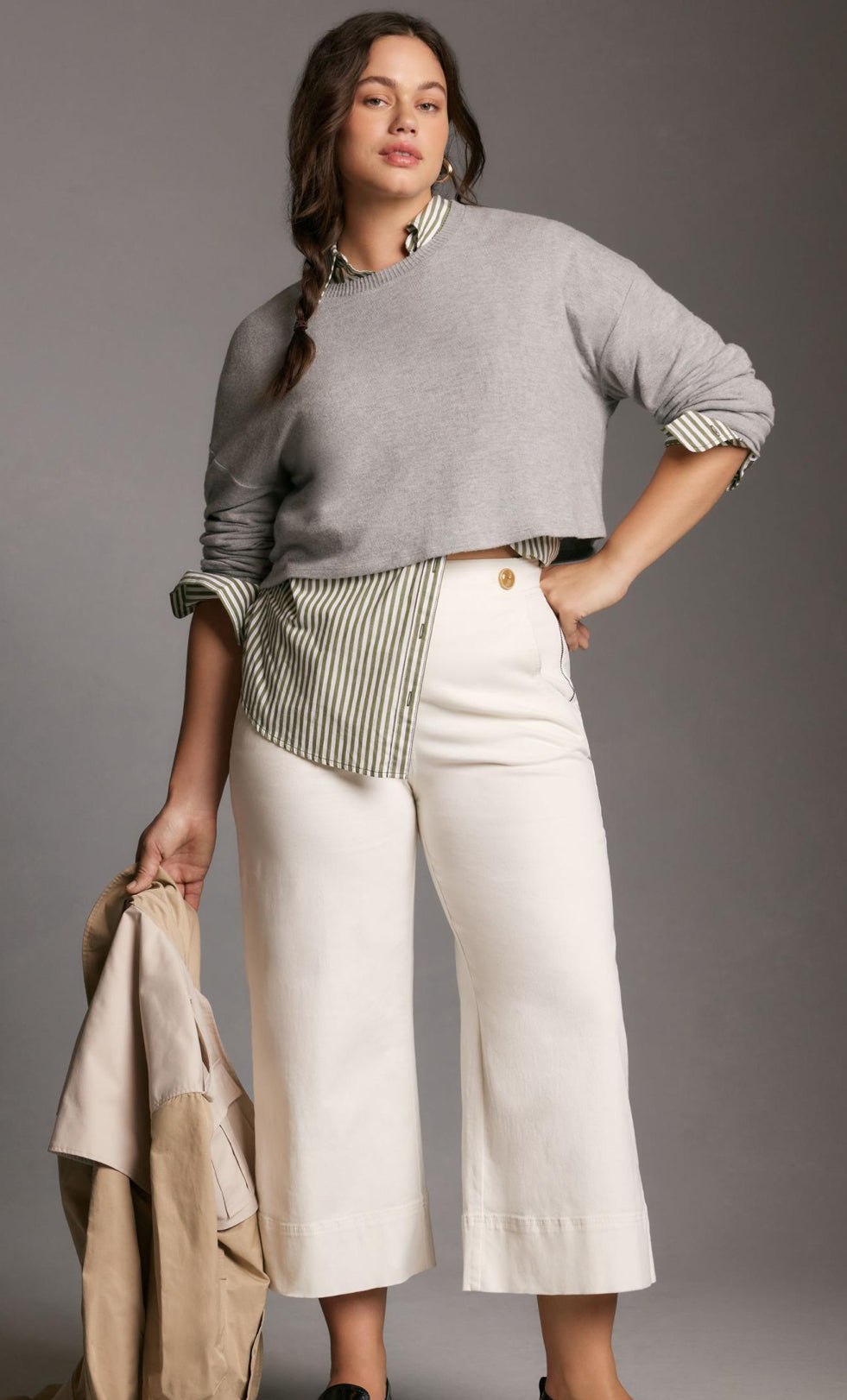 Maeve Buttoned Cropped Wide-Leg Culottes