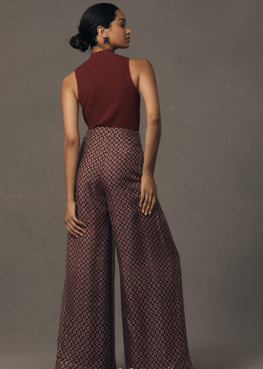 The Avery Pleated Wide-Leg Trousers by Maeve: Sheer Silk Edition