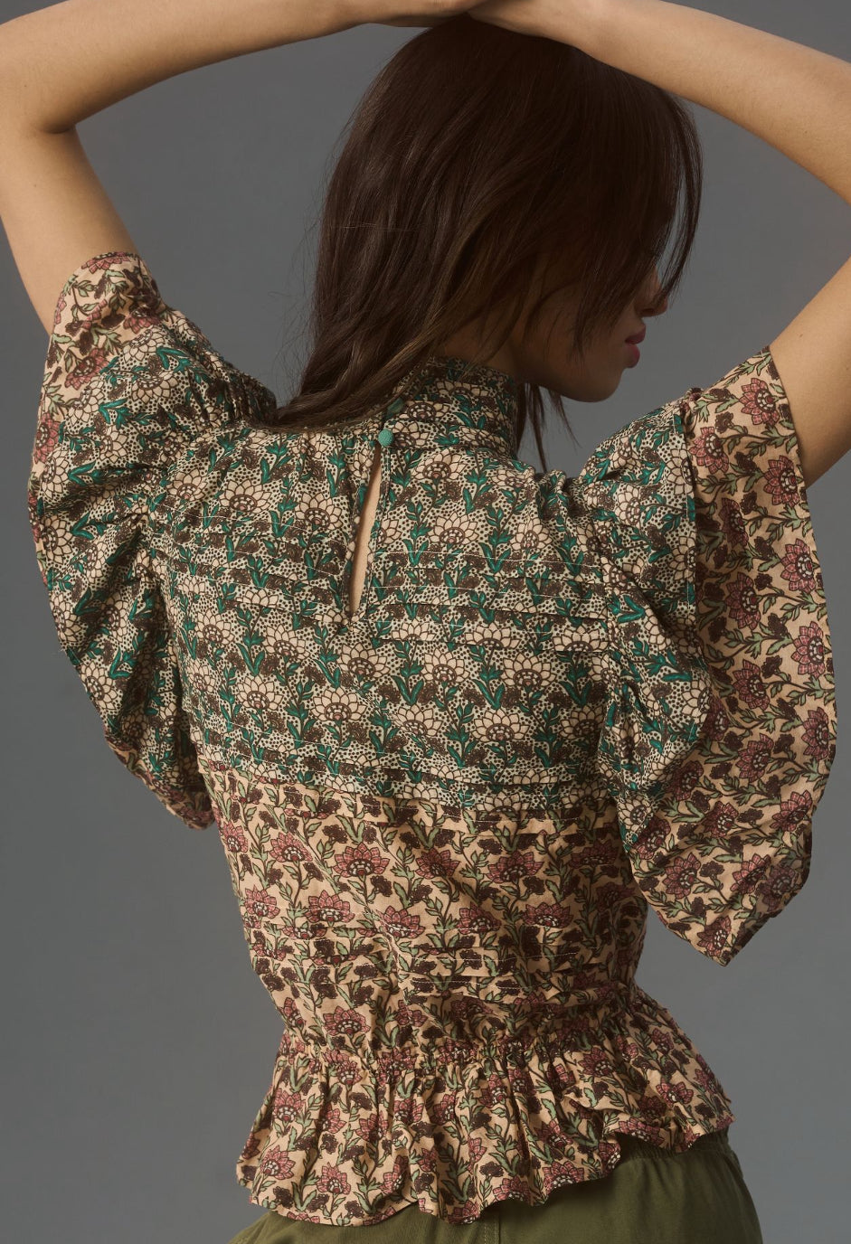 Let Me Be High-Neck Printed Peasant Blouse