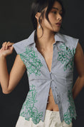 Load image into Gallery viewer, Maeve Sleeveless Floral Embroidered Buttondown Blouse
