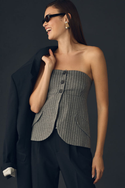 By Anthropologie Strapless Blazer Tube Top