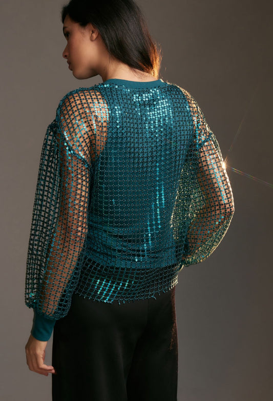 Pilcro Long-Sleeve Sequin Top