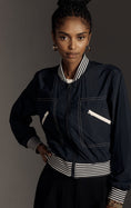 Load image into Gallery viewer, Daily Practice by Anthropologie Racing Stripes Bomber Jacket
