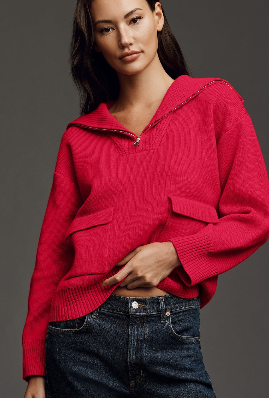 English Factory Half-Zip Pullover Sweater