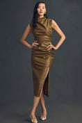 Load image into Gallery viewer, The Maya Ruched Cowl-Neck Dress: Faux Leather Edition
