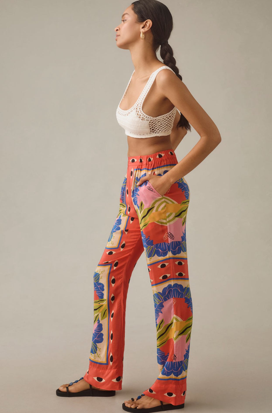 Farm Rio Surreal Scarf Pull-On Pants