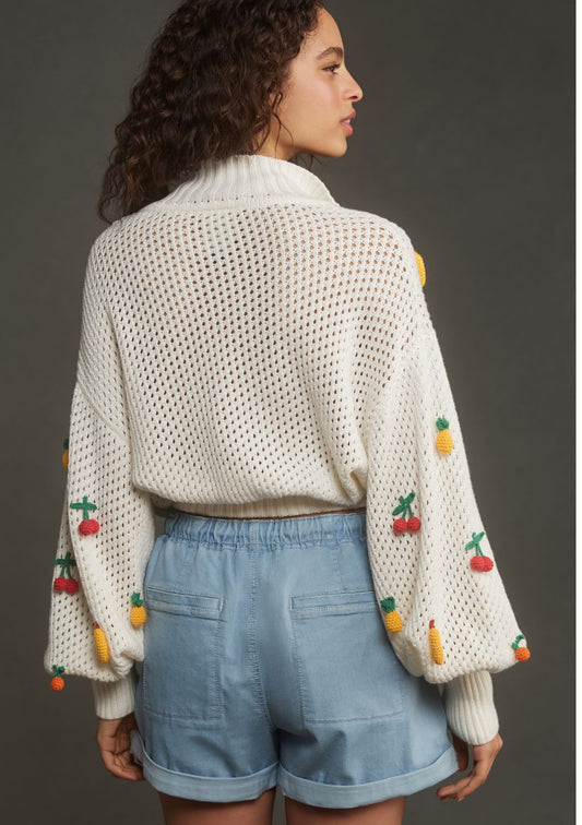 Farm Rio Crochet Fruit Blouse